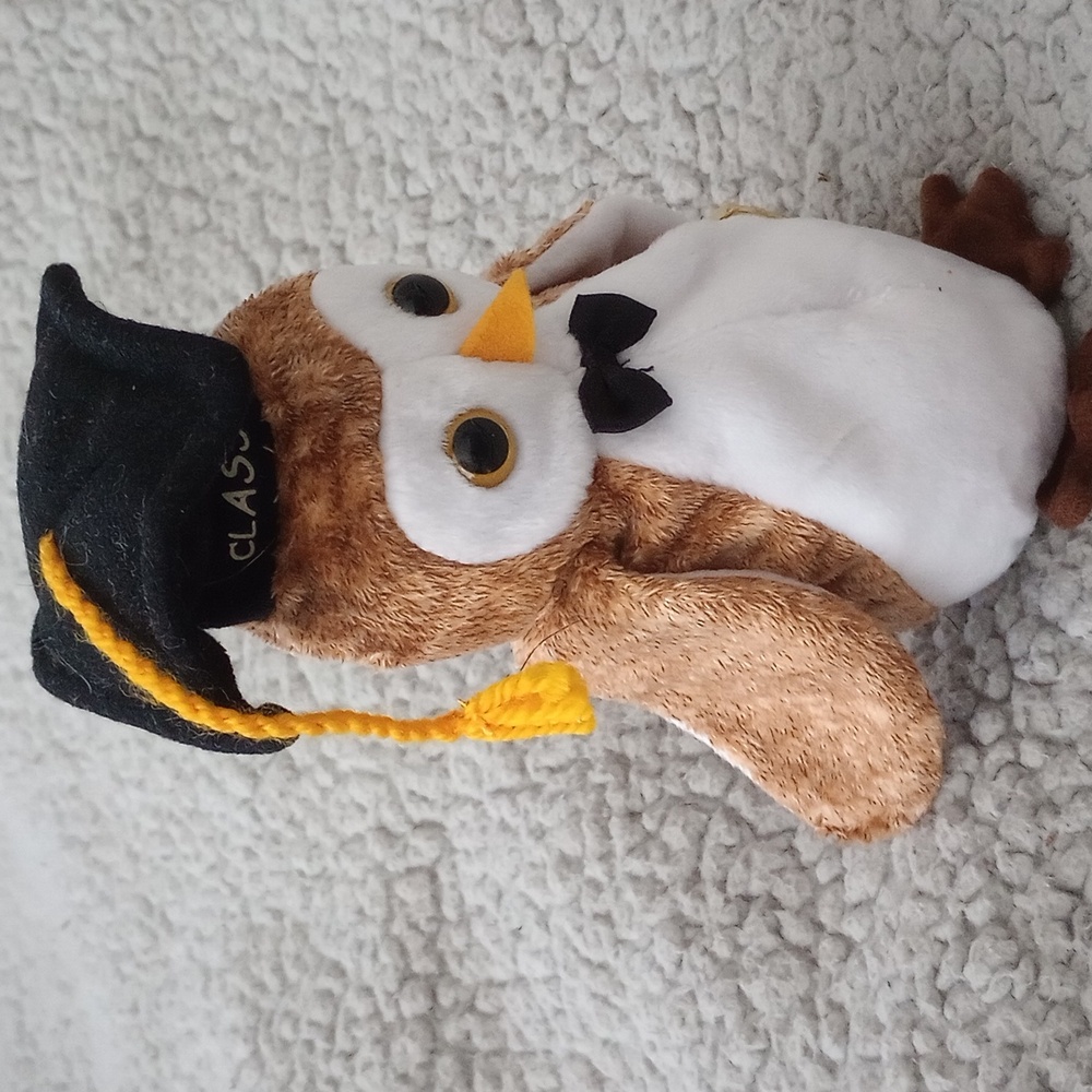 🧡3/$15 NWT TY WISEST Graduation Owl Plush with Cap - Picture 2 of 5